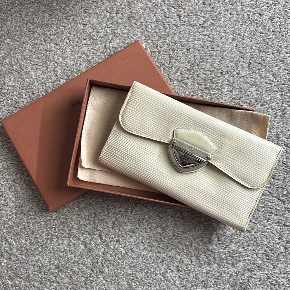 Louis Vuitton Cream Epi Leather Tri Fold Wallet w/Brown Epi Style Box